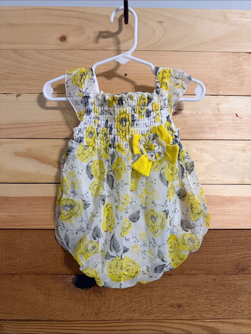 Yellow Floral Ruffle Baby Romper with Bow - Kids Accessories